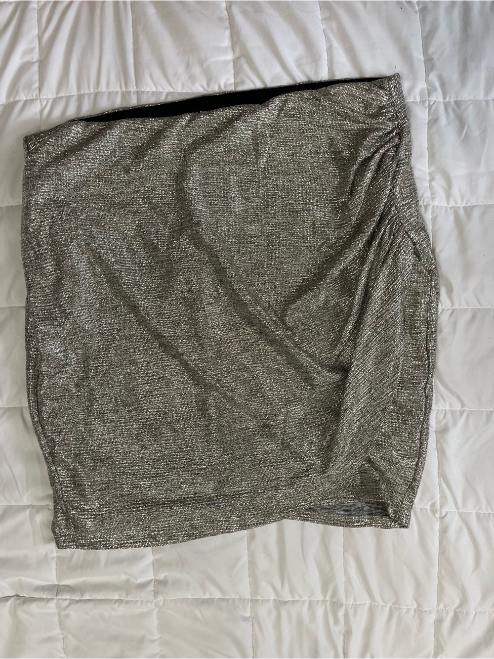 Women’s 1x Torrid Metallic Silver Ruched Mini Skirt